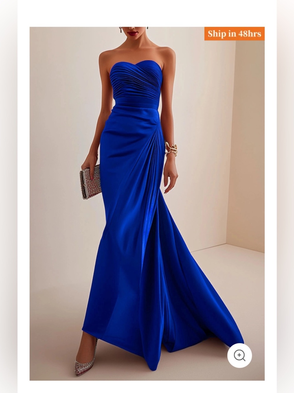 Elegant Strapless Royal Blue Evening Gown. Perfect mother of the bride dress.